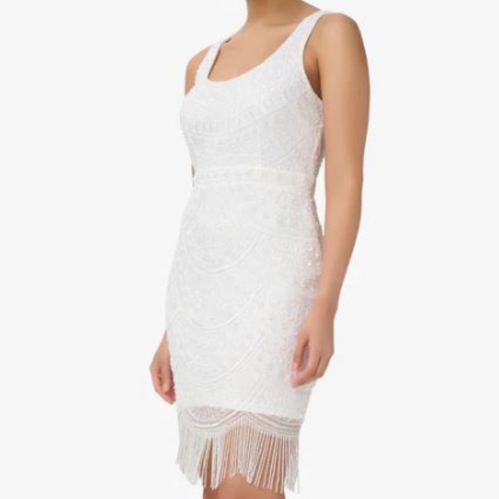 Fringed Sheath Adrianna Papell Cocktail Dress Size 4 WORN ONCE